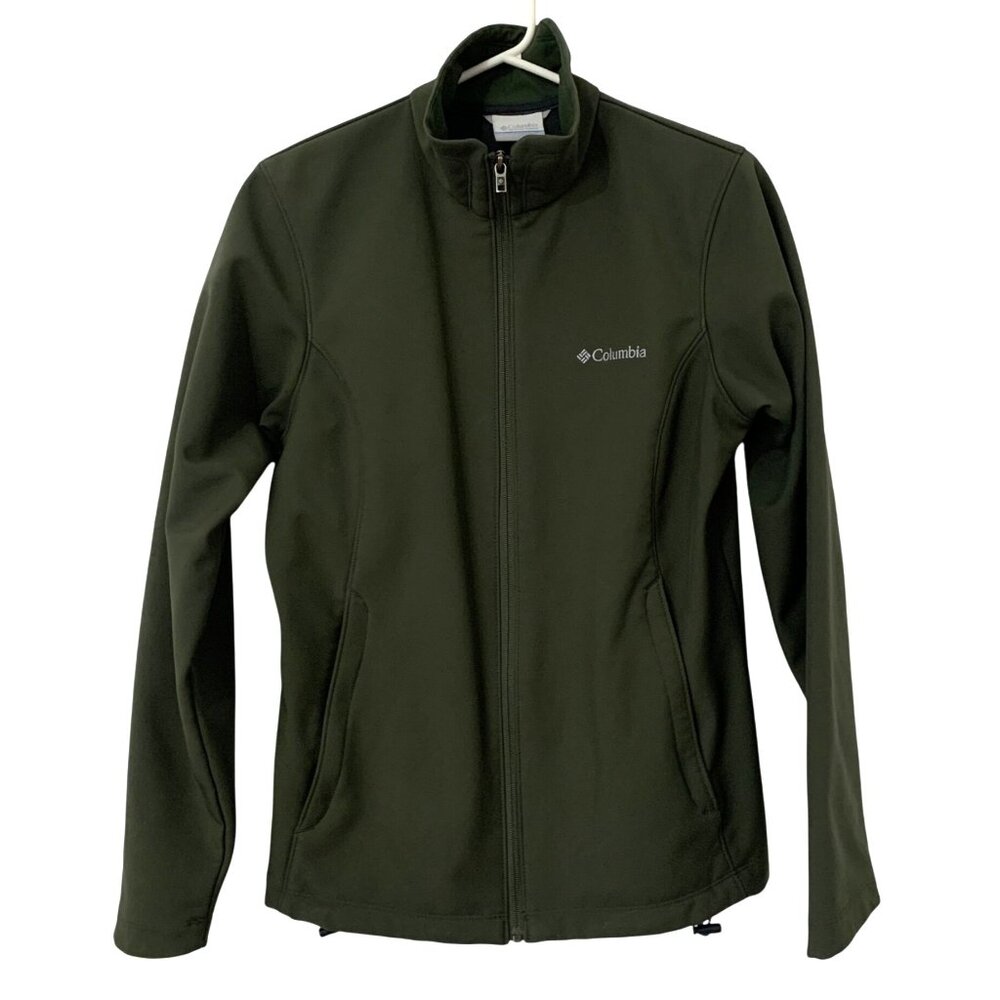 COLUMBIA Womens Olive Green Soft Shell Full Zip Jacket w/ Pockets Size M